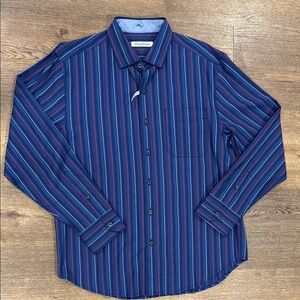 Tommy Bahama Blue and Red Casual Button Down Shirt